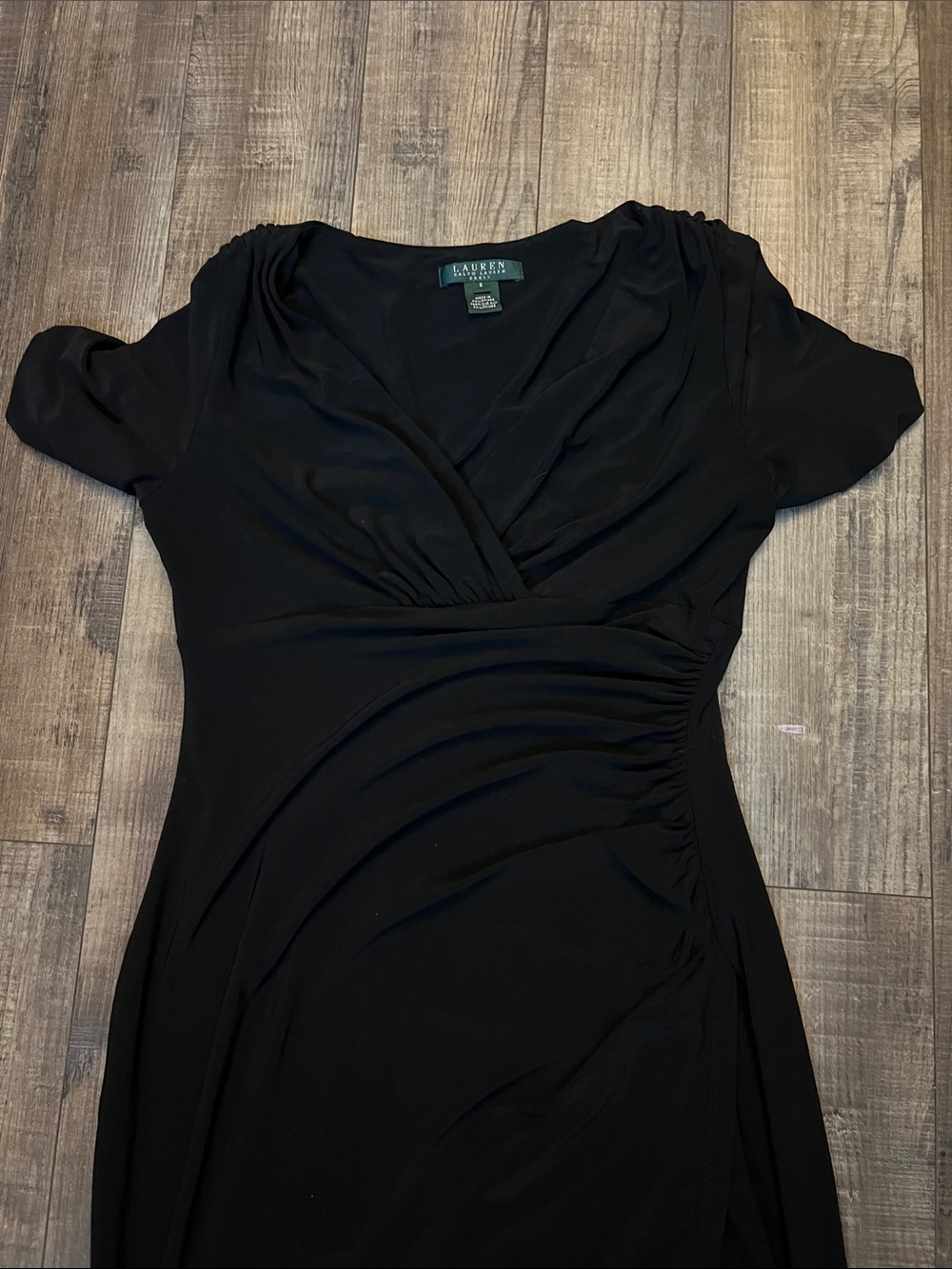 Lauren Ralph Lauren Black V-Neck Wrap Midi Dress